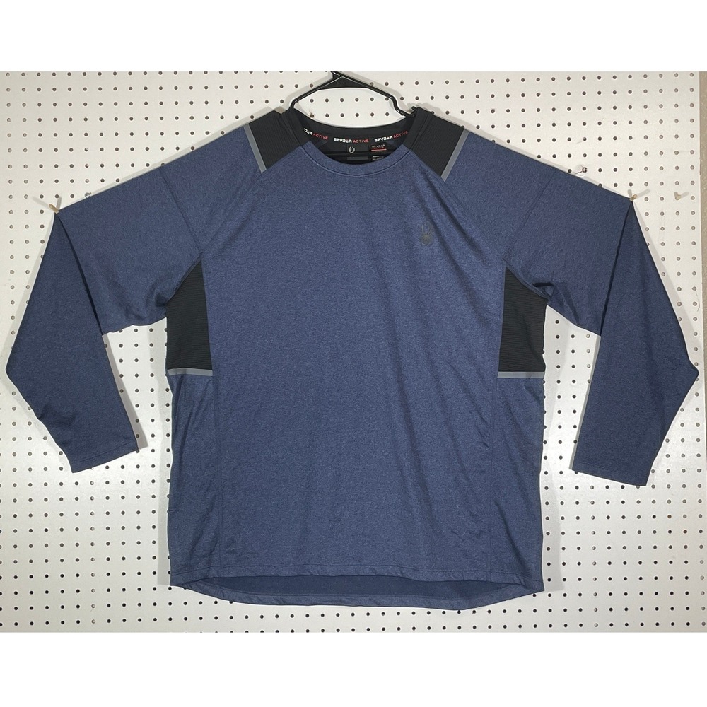 Spyder Active Mens XXL Blue Heathered Long Sleeve Performance Shirt SPM100U